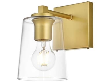 Elegant Lighting Kacey 8" Tall 1-Light Brass Glass Wall Sconce EGLD7310W5BRA