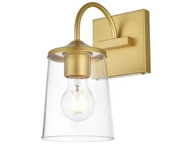 Elegant Lighting Avani 10" Tall 1-Light Brass Glass Wall Sconce EGLD7313W5BRA
