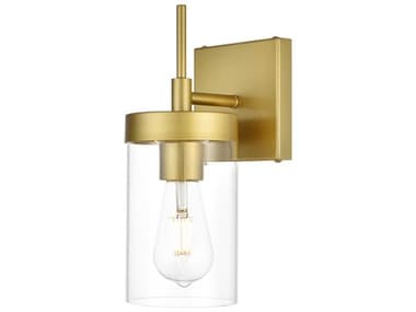 Elegant Lighting Benny 11" Tall 1-Light Brass Glass Wall Sconce EGLD7319W5BRA