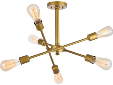 Elegant Lighting Axel 17" 6-Light Brass Sputnik Semi Flush Mount EGLD8003D17BR