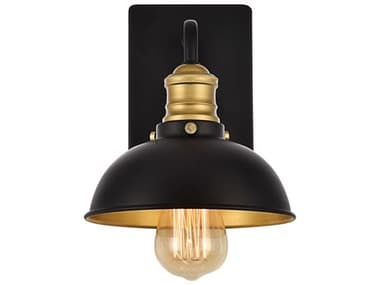 Elegant Lighting Anders 8" Tall 1-Light Black Brass Glass Wall Sconce EGLD8004W7BK