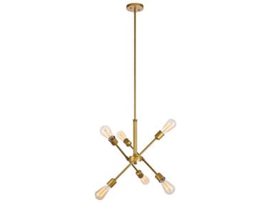 Elegant Lighting Axel 17" 6-Light Brass Sputnik Pendant EGLD8017D18BR