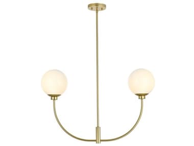 Elegant Lighting Nyomi 30" 2-Light Brass Globe Island Pendant EGLD816D30BR