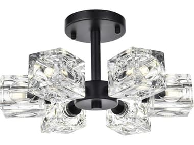 Elegant Lighting Lyra 6-Light Black Semi Flush Mount EGLD920F14BK