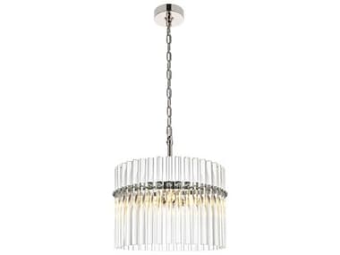 Elegant Lighting Paulina 3-Light Polished Nickel Drum Chandelier EGLD925D16PN