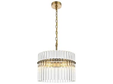 Elegant Lighting Paulina 3-Light Satin Gold Drum Chandelier EGLD925D16SG