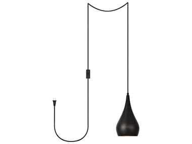 Elegant Lighting Nora 6" 1-Light Black Bell Mini Pendant EGLDPG2001