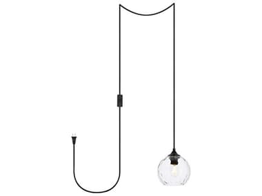 Elegant Lighting Cashel 6" 1-Light Black Glass Globe Mini Pendant EGLDPG2280