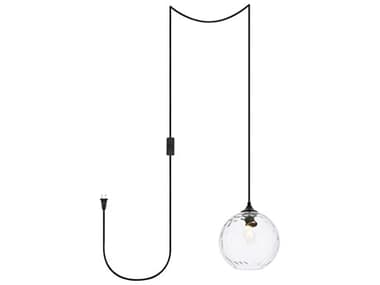 Elegant Lighting Cashel 8" 1-Light Black Glass Globe Mini Pendant EGLDPG2281