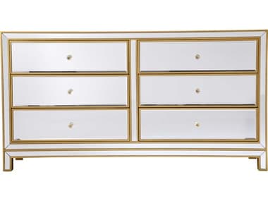 Elegant Lighting Reflexion Antique Gold Six-Drawers Double Dresser EGMF72036G