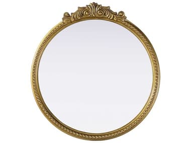 Elegant Lighting Naomi Distressed Antique Brass Round Wall Mirror EGMR7G24AB