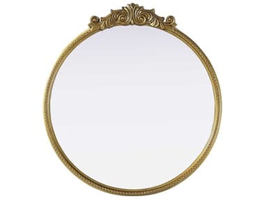 Elegant Lighting Naomi Distressed Antique Brass Round Wall Mirror EGMR7G36AB