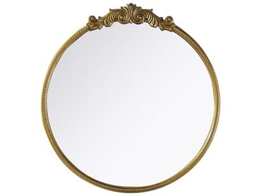 Elegant Lighting Naomi Distressed Antique Brass Round Wall Mirror EGMR7G42AB