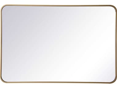 Elegant Lighting Evermore Brass 27''W x 40''H Rectangular Wall Mirror EGMR802740BR