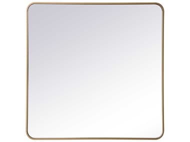 Elegant Lighting Evermore Brass 36''W x 36''H Rectangular Wall Mirror EGMR803636BR