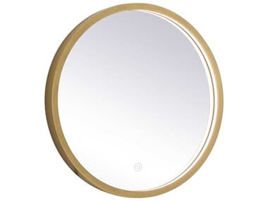 Elegant Lighting Pier Brass 18'' Round LED Wall Mirror EGMRE6018BR