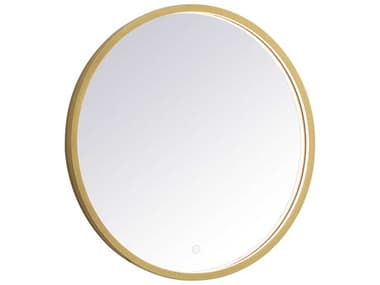 Elegant Lighting Pier Brass 24'' Round LED Wall Mirror EGMRE6024BR