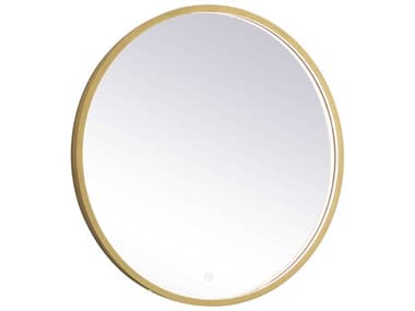Elegant Lighting Pier Brass 28'' Round LED Wall Mirror EGMRE6028BR