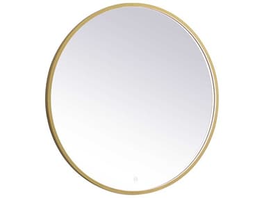 Elegant Lighting Pier Brass 36'' Round LED Wall Mirror EGMRE6036BR