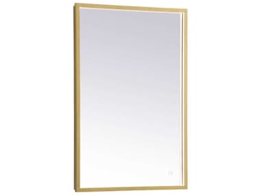 Elegant Lighting Pier Brass 18''W x 30''H Rectangular LED Wall Mirror EGMRE61830BR