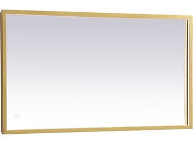 Elegant Lighting Pier Brass 18''W x 36''H Rectangular LED Wall Mirror EGMRE61836BR