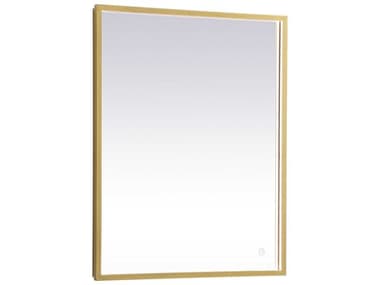 Elegant Lighting Pier Brass 20''W x 36''H Rectangular LED Wall Mirror EGMRE62036BR