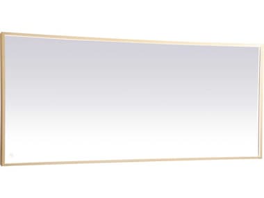 Elegant Lighting Pier Brass 72''W x 30''H Rectangular LED Wall Mirror EGMRE63072BR