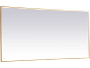 Elegant Lighting Pier Brass 72''W x 36''H Rectangular LED Wall Mirror EGMRE63672BR