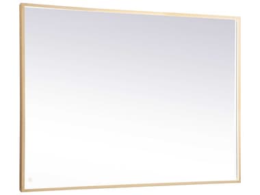 Elegant Lighting Pier Brass 60''W x 42''H Rectangular LED Wall Mirror EGMRE64260BR