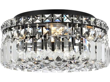 Elegant Lighting Maxime 12" 4-Light Black And Clear Crystal Flush Mount EGV2030F12BKRC