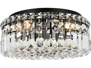 Elegant Lighting Maxime 14" 4-Light Black And Clear Crystal Flush Mount EGV2030F14BKRC