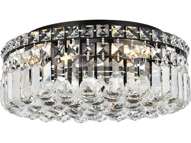 Elegant Lighting Maxime 16" 5-Light Black And Clear Crystal Flush Mount EGV2030F16BKRC