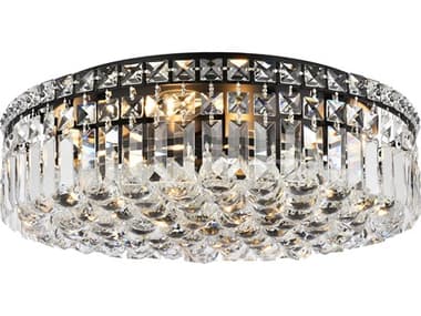 Elegant Lighting Maxime 20" 6-Light Black And Clear Crystal Flush Mount EGV2030F20BKRC