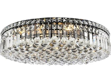 Elegant Lighting Maxime 24" 9-Light Black And Clear Crystal Flush Mount EGV2030F24BKRC