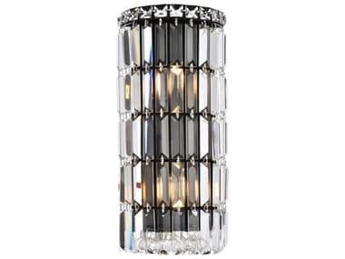 Elegant Lighting Maxime 16" Tall 2-Light Black And Clear Crystal Wall Sconce EGV2030W8BKRC