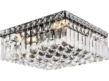 Elegant Lighting Maxime 14" 5-Light Black And Clear Crystal Flush Mount EGV2032F14BKRC