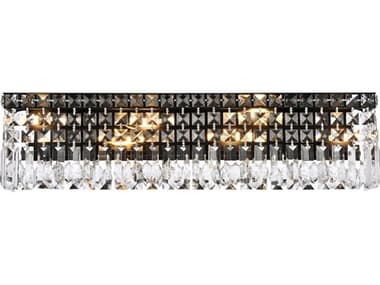 Elegant Lighting Maxime 26" Wide 6-Light Black And Clear Crystal Vanity Light EGV2032W26BKRC
