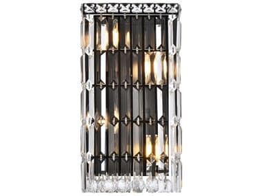 Elegant Lighting Maxime 16" Tall 4-Light Black And Clear Crystal Wall Sconce EGV2032W8BKRC