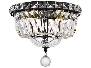 Elegant Lighting Tranquil 10" 4-Light Black And Clear Crystal Glass Flush Mount EGV2528F10BKRC
