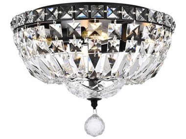 Elegant Lighting Tranquil 12" 4-Light Black And Clear Crystal Glass Flush Mount EGV2528F12BKRC