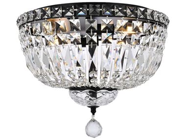 Elegant Lighting Tranquil 14" 4-Light Black And Clear Crystal Glass Flush Mount EGV2528F14BKRC