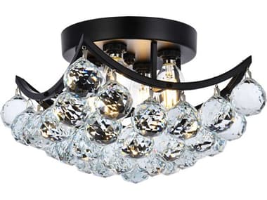 Elegant Lighting Corona 10" 4-Light Black And Clear Crystal Flush Mount EGV9800F10BKRC