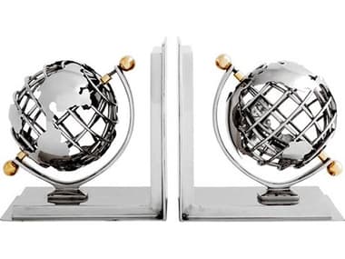 Eichholtz Globe Set of 2 Nickel Polished Brass Bookend EIC105302