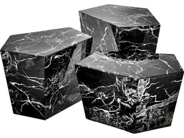 Eichholtz Prudential Set of 3 Black Faux Marble Coffee Table EIC110658