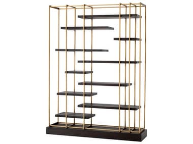 Eichholtz Ward Brushed Brass Mocha Oak Veneer Cabinet EIC112000