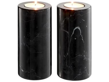Eichholtz Tobor L Black Marble Set of 2 Tealight Holder EIC112682