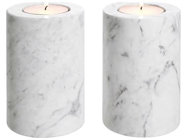 Eichholtz Tobor S White Marble Set of 2 Tealight Holder EIC112685