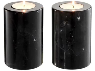 Eichholtz Tobor S Black Marble Set of 2 Tealight Holder EIC112686