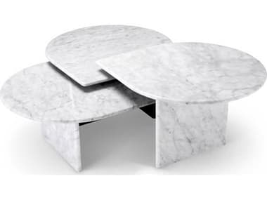 Eichholtz Naples White Carrera Marble Set of 3 Coffee Table EIC113801