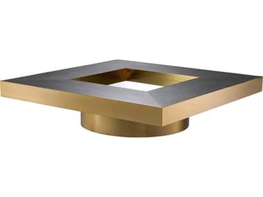 Eichholtz Concorde Brushed Brass Charcoal Grey Oak Veneer Coffee Table EIC113934